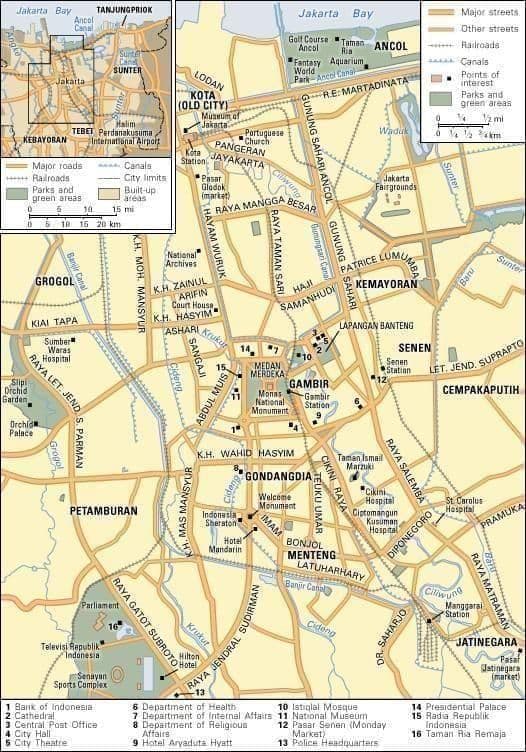 Mapa do centro da cidade de Jacarta
