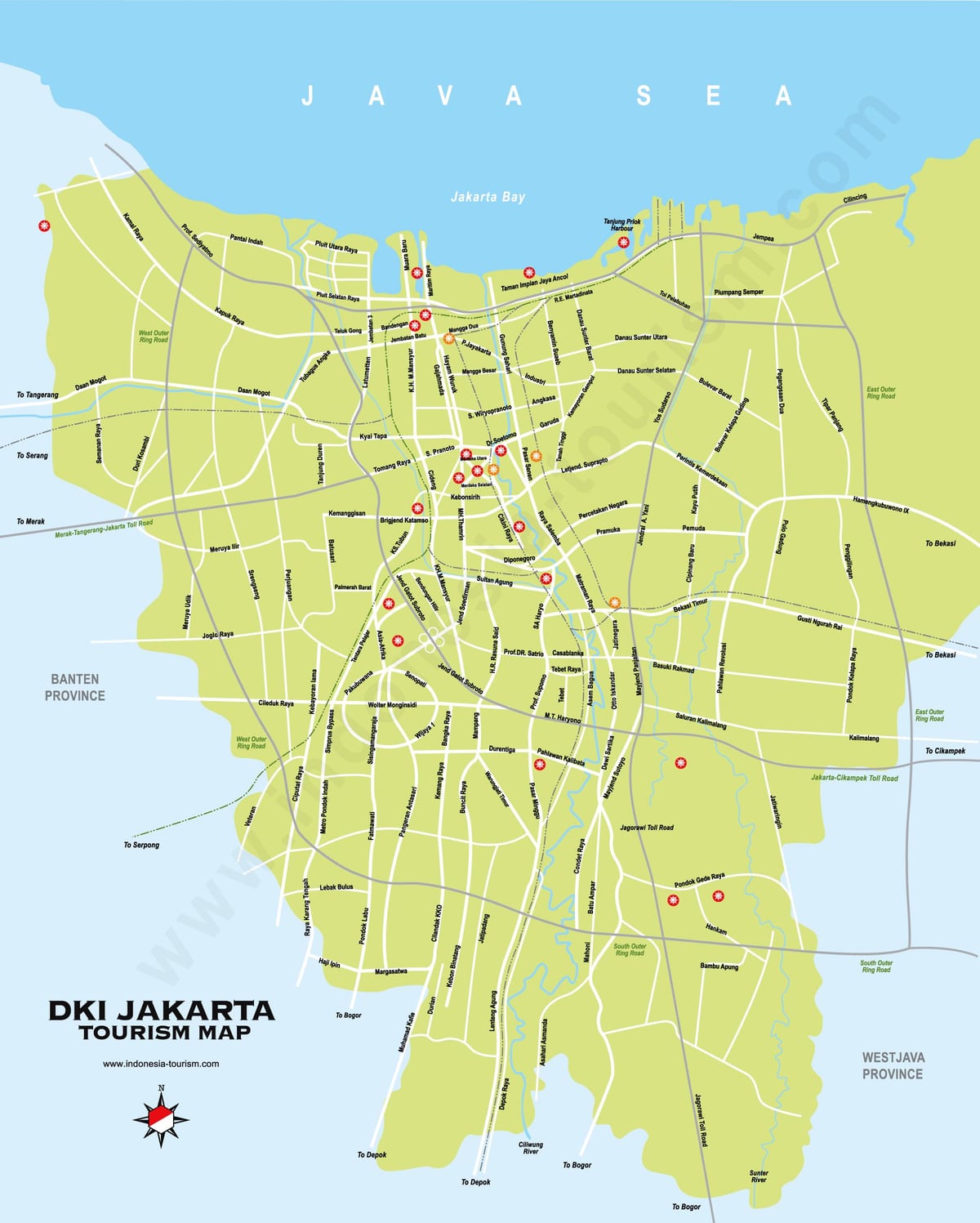 Mapa turístico de Jacarta